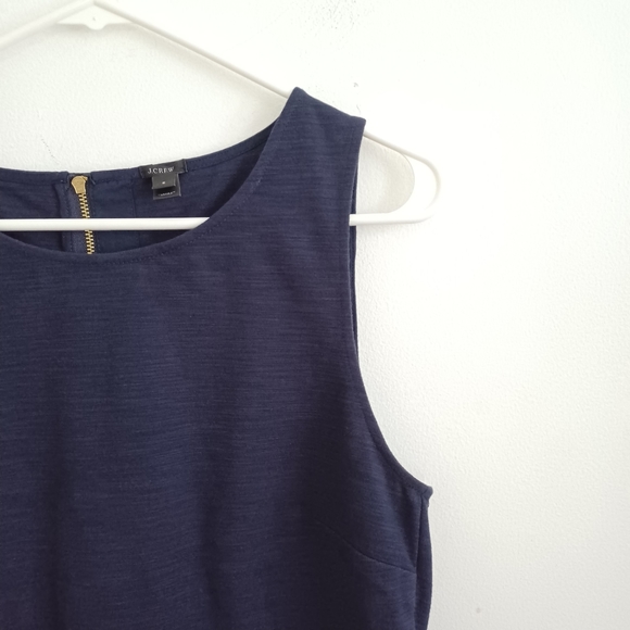 NWOT J.crew Navy Blue Ponte Sleevess Zip back Stretch Peplum Top | sz Small - Picture 7 of 15
